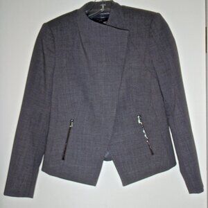 ANN TAYLOR PETITE WOMEN'S GREY SUIT JACKET STRETCH LINED SIZE 4P~NWT!